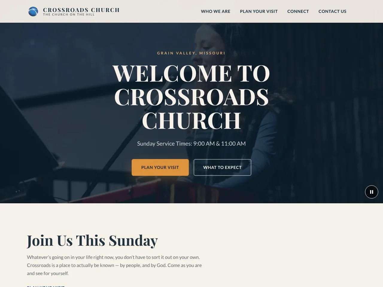 Crossroads Church site screenshot